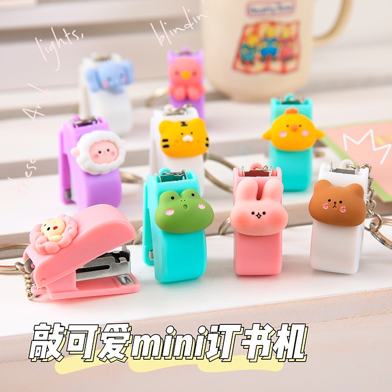 STAPLES MINI LUCU STAPLER KARAKTER GANTUNGAN KUNCI HEKTER MINI IMPORT