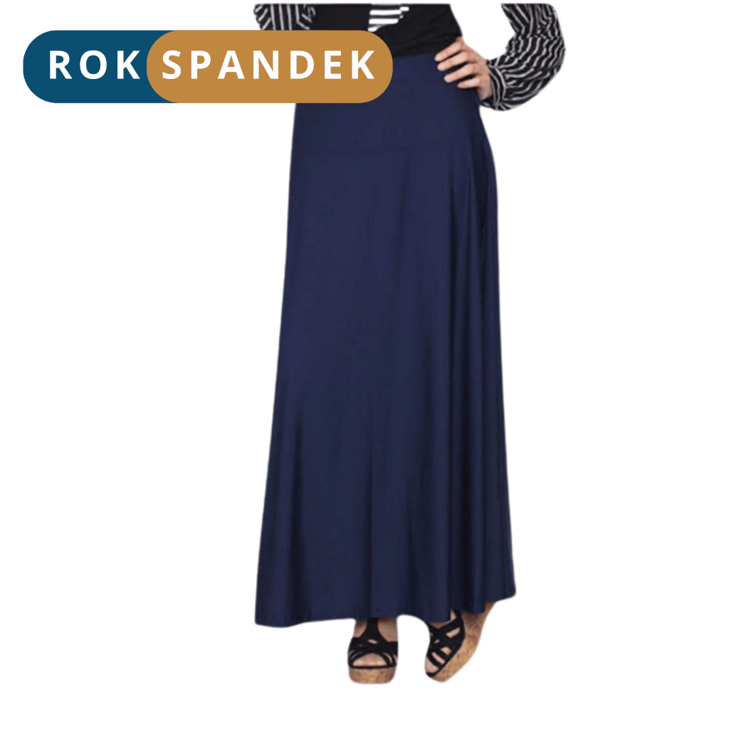 Rok Spandek Jersey / Rok Bentuk A / Rok A-Line / Rok Wanita Bahan Spandek
