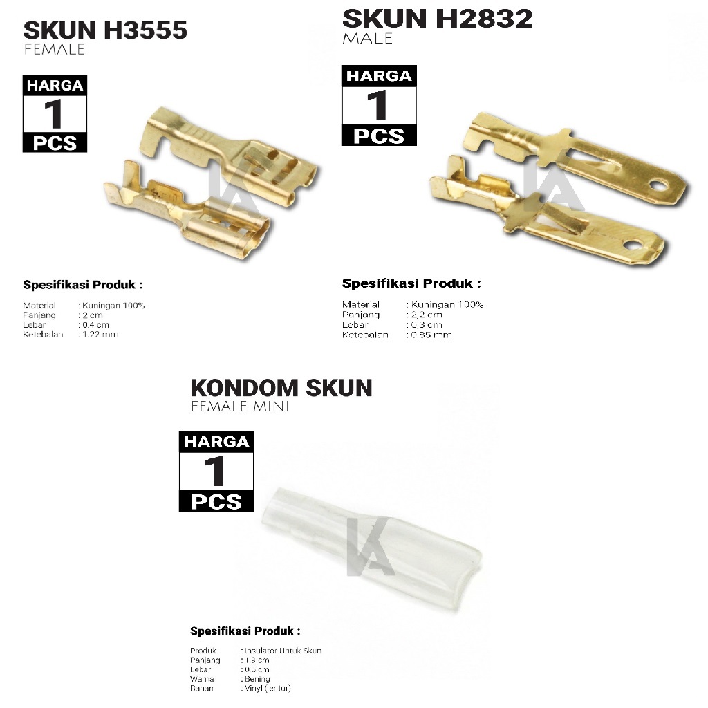 Skun Konektor Gepeng Mini Cewek / Skun Female / Terminal Skun / Gepeng Male / Skun Cowok / Gepeng Ma