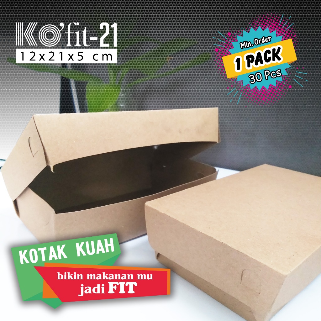 

Lunch Box 12x21x5 KO'FIT (L) Craft + Laminasi / Dus Anti Bocor, Kotak Kuah, Kotak Mie, Ayam Goreng
