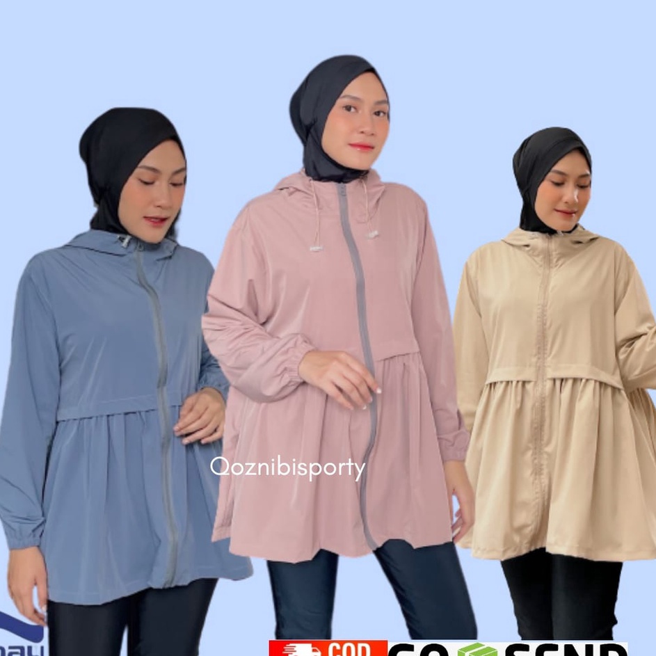 Flash Sale Jacket Jaket Parasut wanita Sport Olahraga Jogging Lari Wateroof Cewek Wanita Muslimah Na