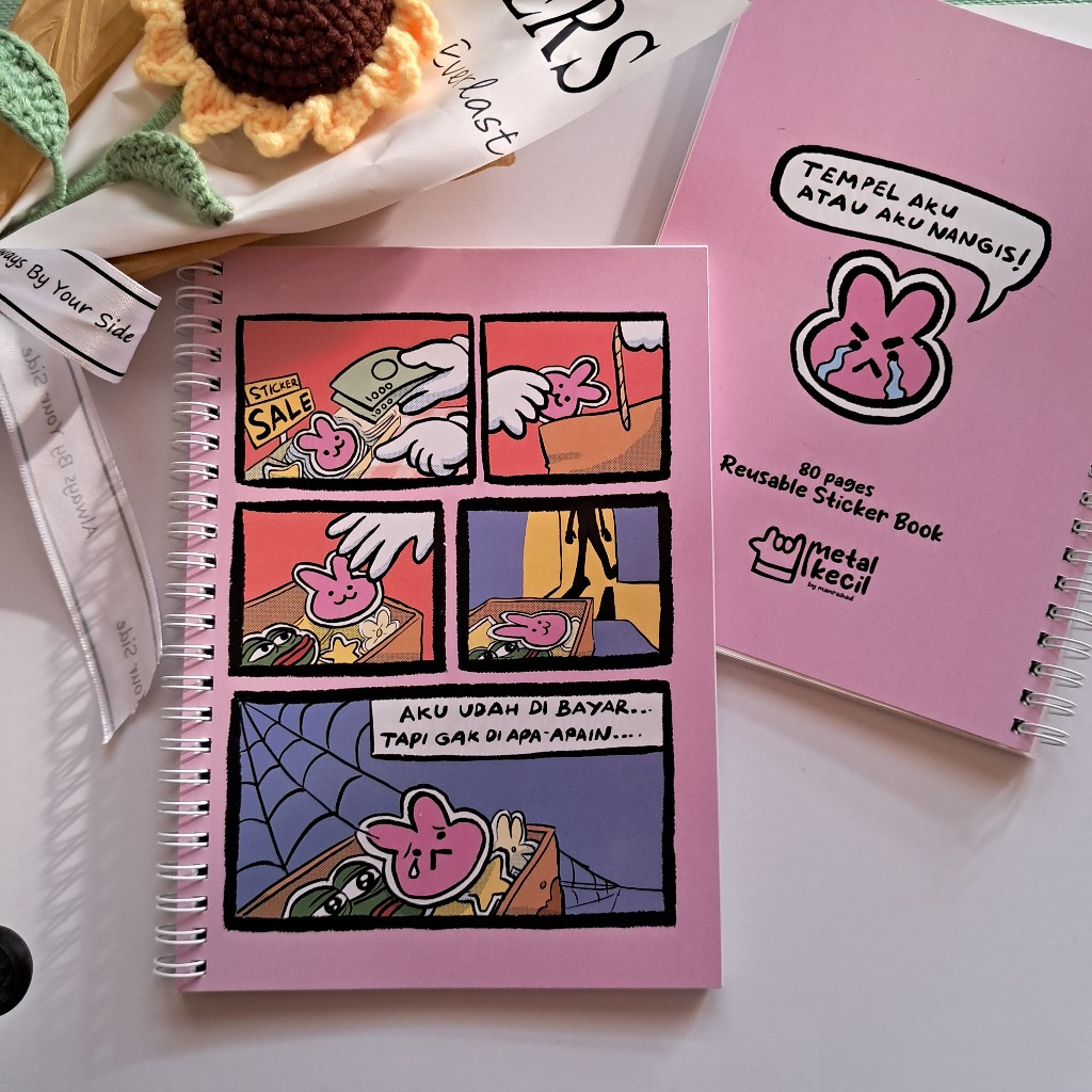 

METAL KECIL Sticker Book PINK | Buku Koleksi Sticker A5 | Reusable Sticker Book 80 Halaman