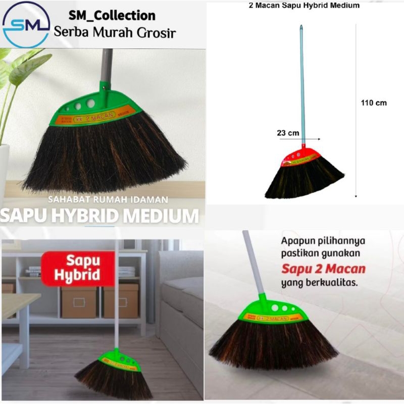 Sapu lantai/sapu ijuk/sapu senar/alat kebersihan/sapu 2 Macan hybrid medium