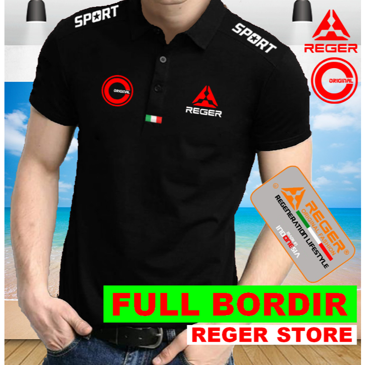 POLO FULL BORDIR REGER ORIGINAL,Baju kaos kerah Laki Laki Wanita Dewasa