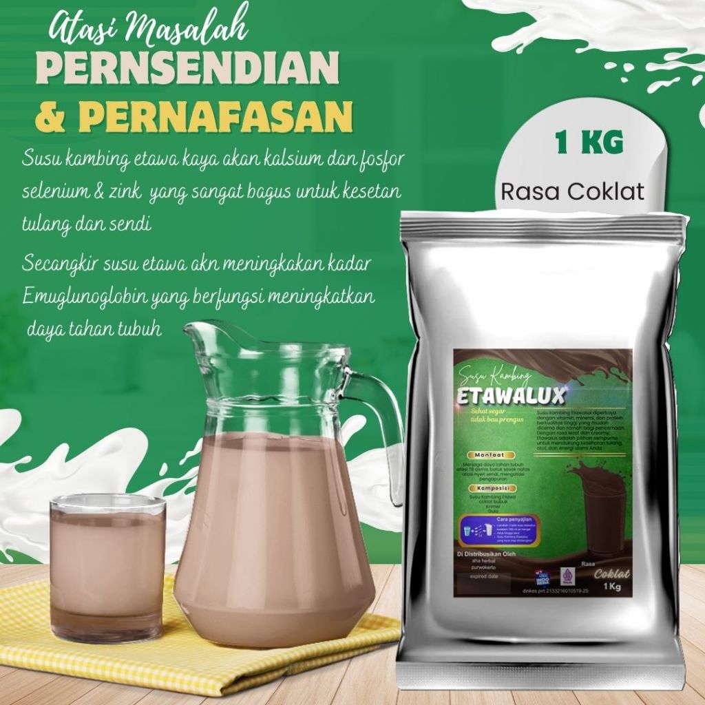 

Susu Kambing Etawa Bubuk 1 kg Premium Varian COKLAT etawalux grade A