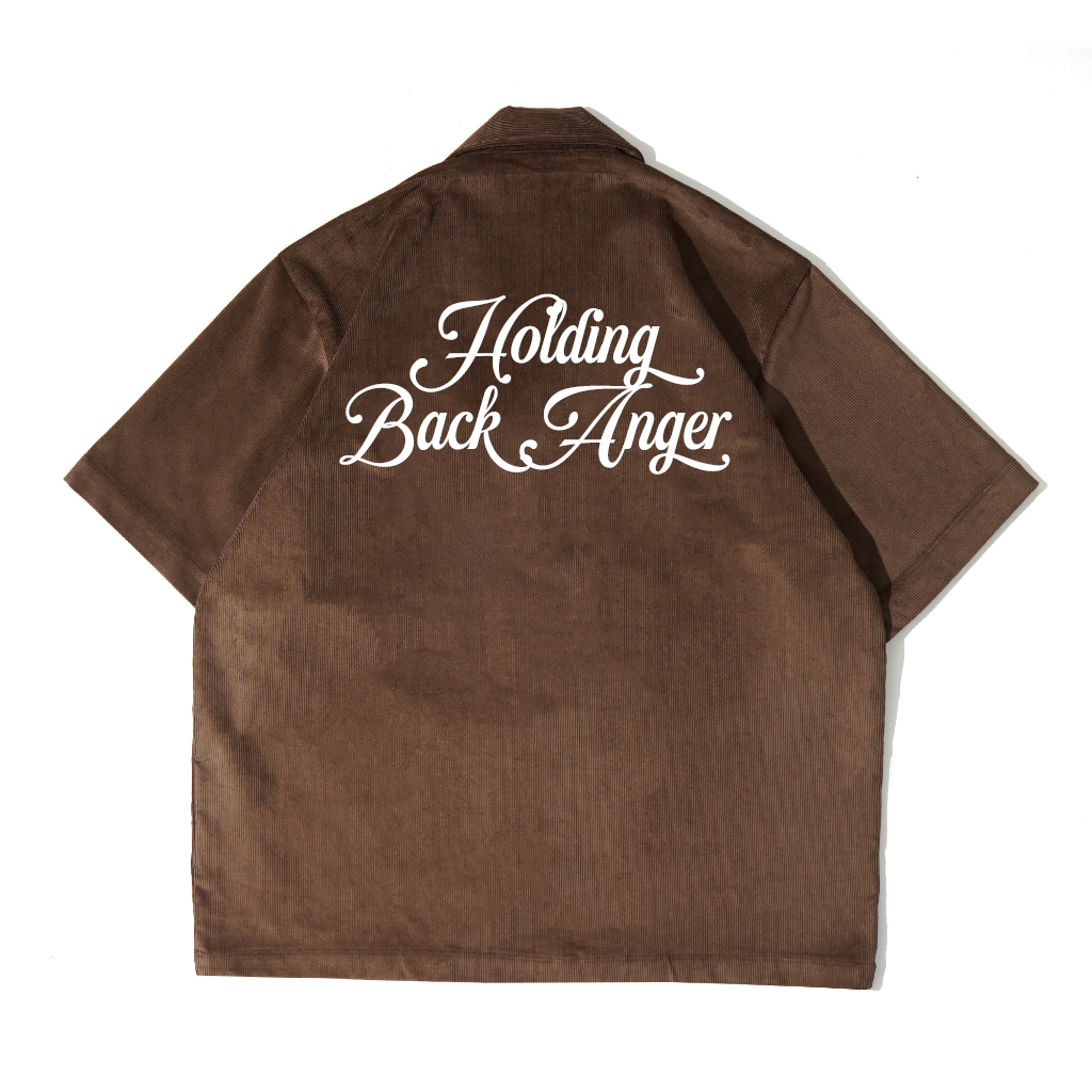 Afterall Anger Brown Work Shirt Corduroy Boxy Fit Kemeja Pendek Corduroy Bordir