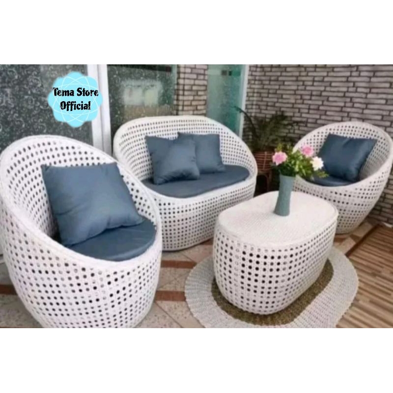 SOFA GENTONG ROTAN SINTETIS / SOFA ROTAN / KURSI TAMU / SOFA