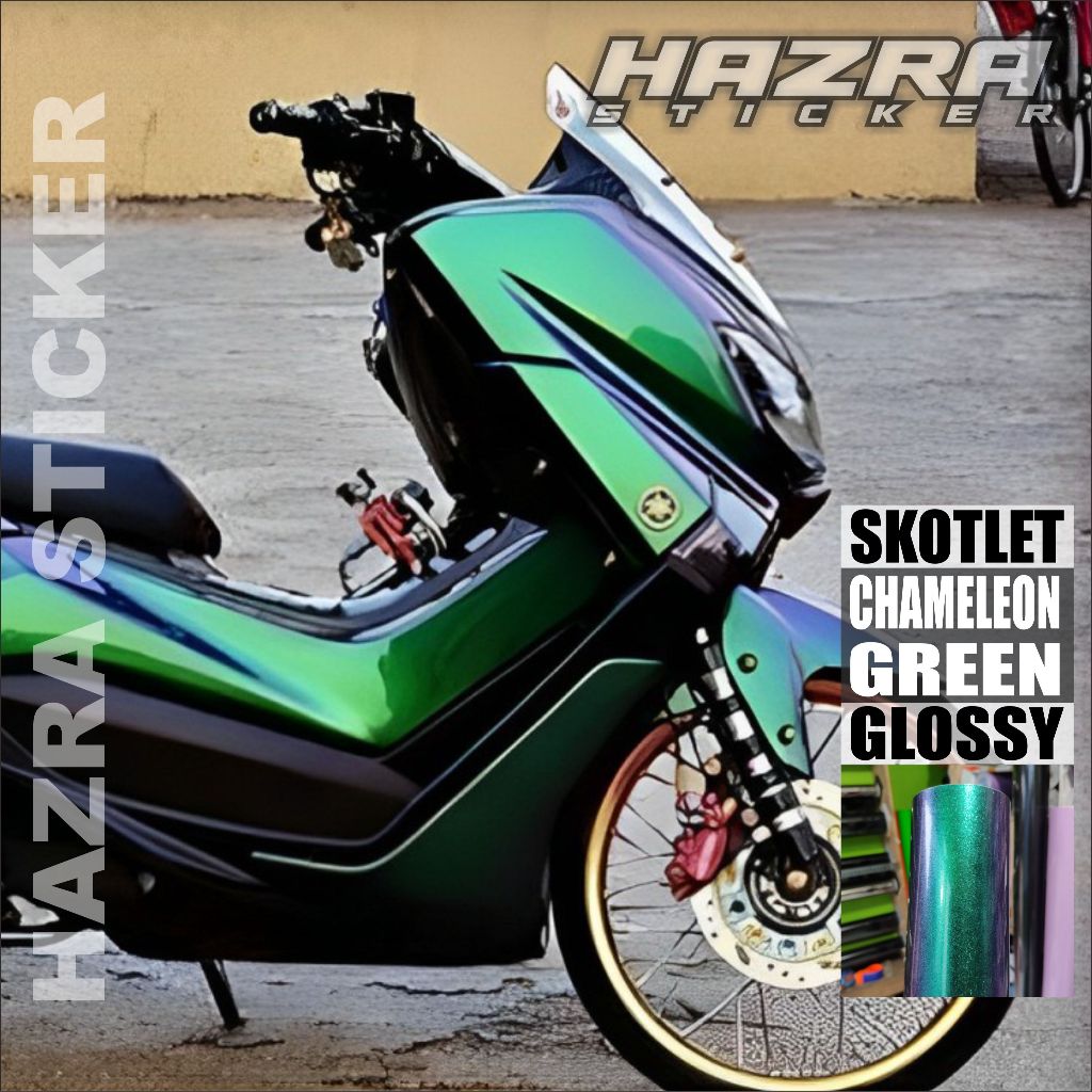 Skotlet Bunglon Stiker Bunglon Scotlite Sticker Motor Chameleon green