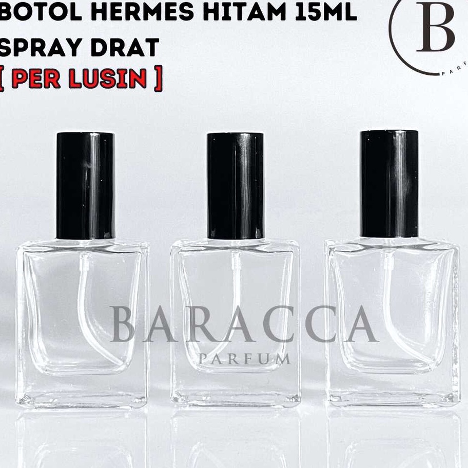 Murah Botol Parfum Hermes 15ML Drat Tutup Hitam  Botol Parfum Kosong Hermes  Botol Parfum Kaca 15ML