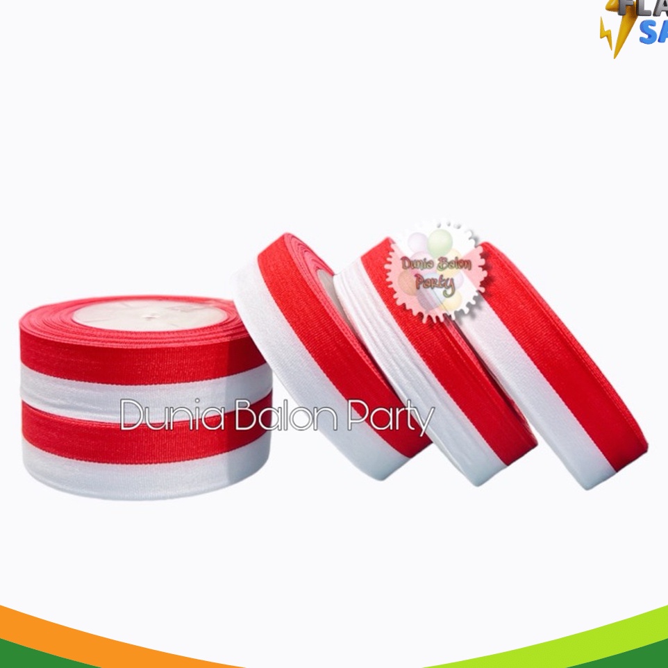 

ORIGINAL Pita Satin Merah Putih Ukuran 1 inch Pita Merah Putih 254 cm