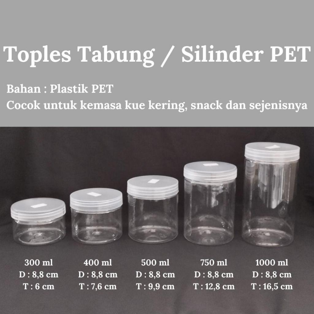 Toples Tabung / Toples Plastik / Jar Silinder Bening PET