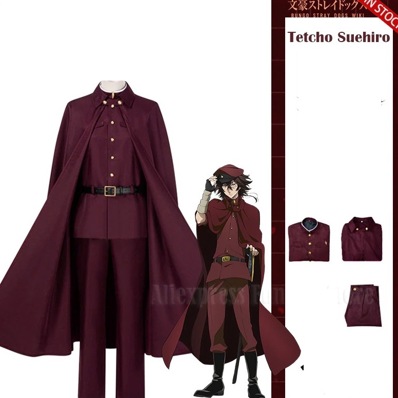 Fresh Baju Jubah Coat Tetchou Suehiro Cosplay Costume Wig Bungo Stray Dogs Season 4 Hunting Dogs
