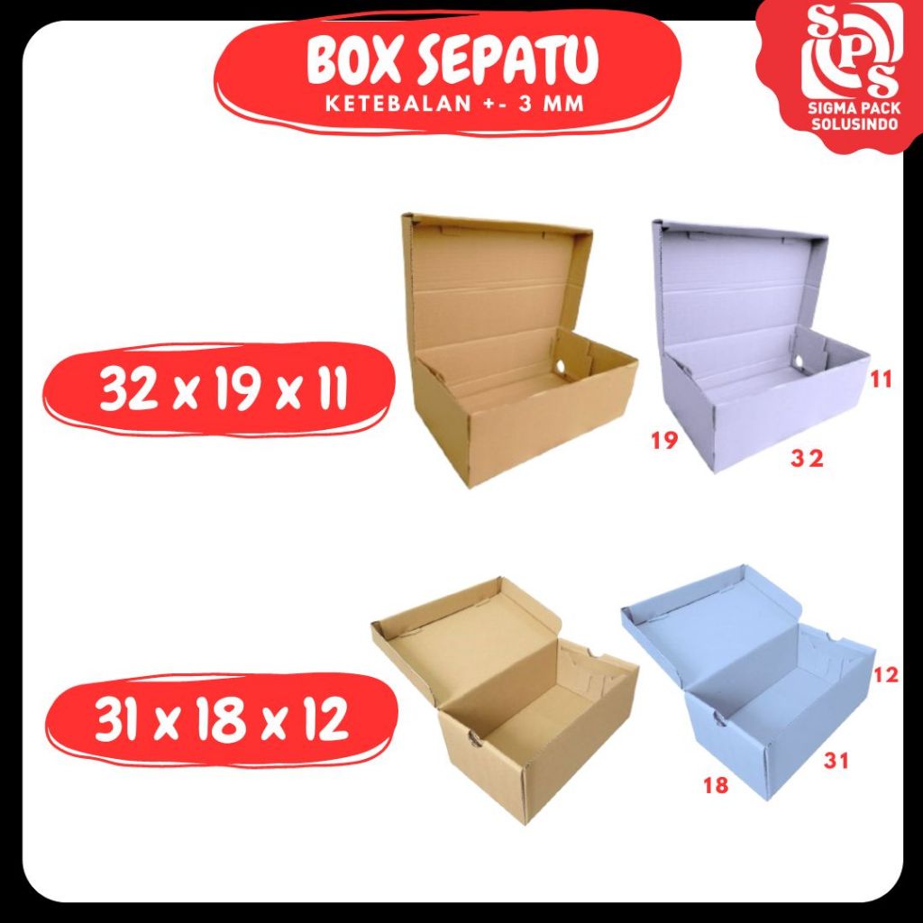 

Dus Sepatu 31x18x12 LS / 32x19x11 LD Kardus Hampers Kotak Kemasan Box Packing Sandal Fix