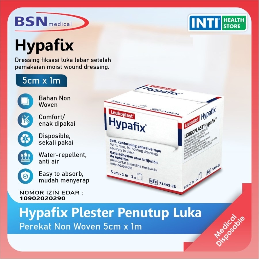 Hypafix Plester Penutup Luka 5cm x 1m | Perekat Non Woven | Plester Putih | Plester Luka