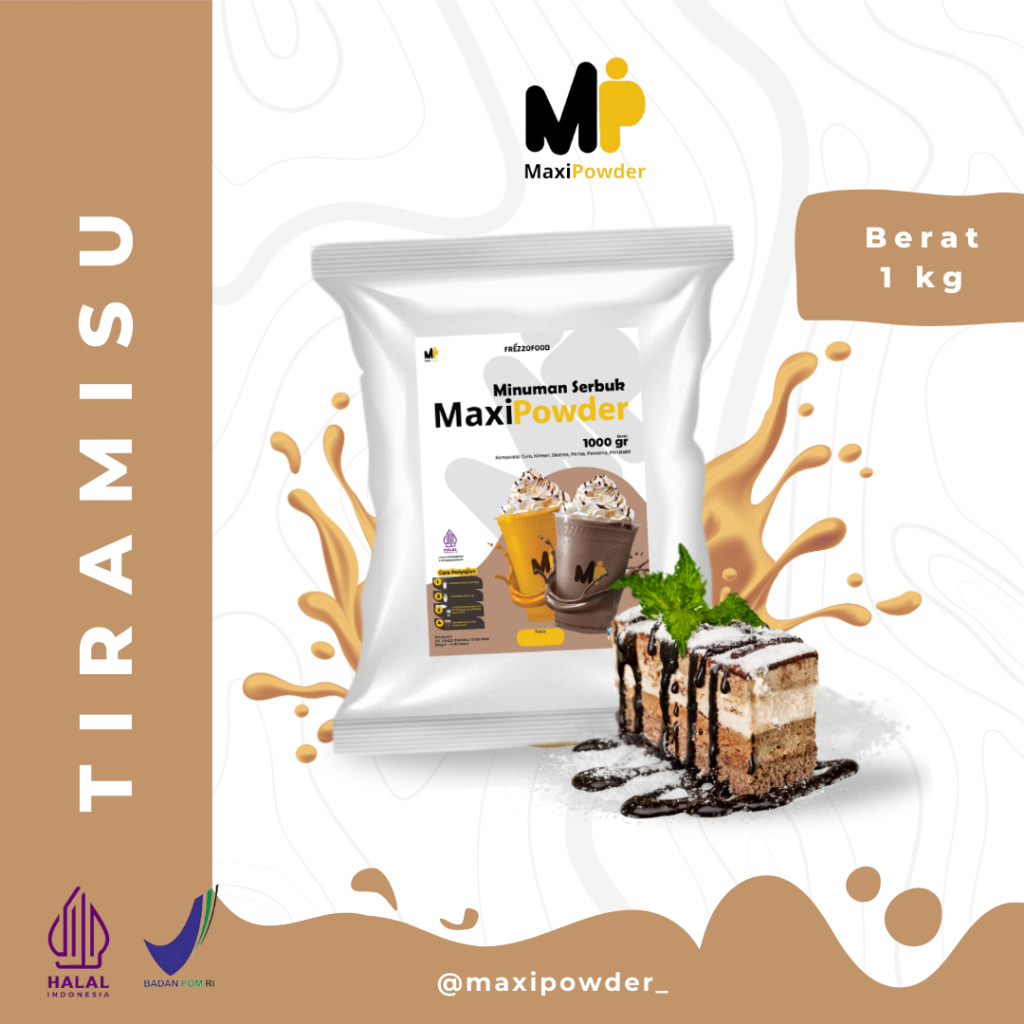 

Bubuk Minuman Rasa Tiramisu 1kg / Minuman Kekinian Tiramisu Termurah / MaxiPowder