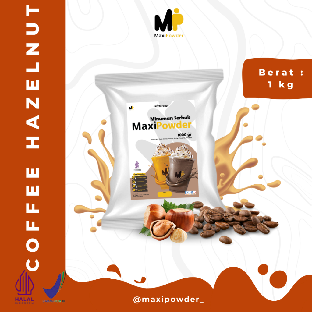 

Bubuk Minuman Rasa Coffee Hazelnut 1kg / Minuman Kekinian Coffee Hazelnut Termurah / MaxiPowder