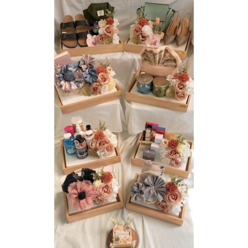 kotak seserahan kayu dengan mika set 4