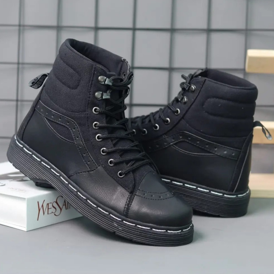 Shaka Footwear Sepatu Boots Pria Boston Rider Fashion High Black