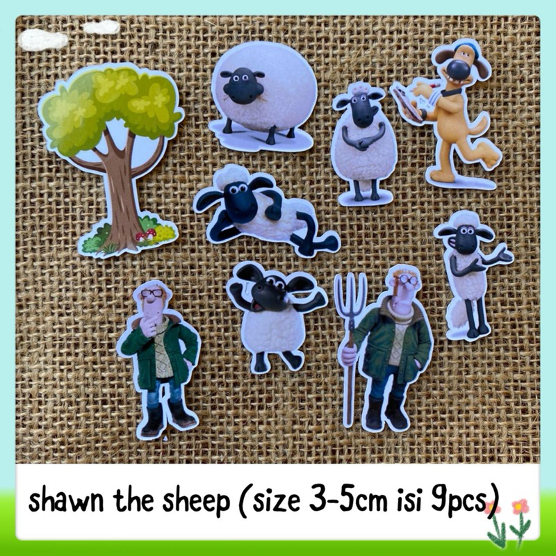 

9pcs sticker tempelan glossy kartun domba shawn the sheep