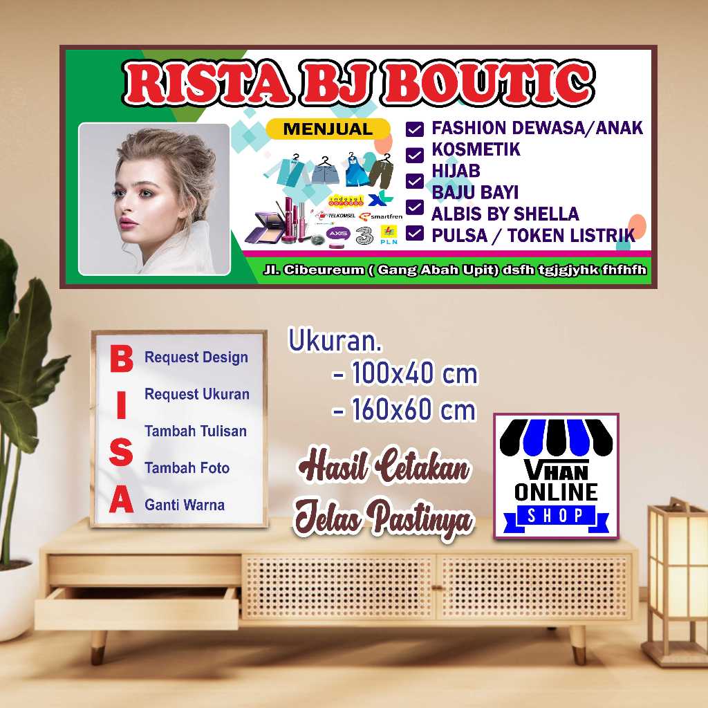 Custom Banner Spanduk MMT Toko Baju atau Toko Pakaian