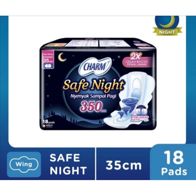 CHARM SAFE NIGHT 35 CM 18 PADS