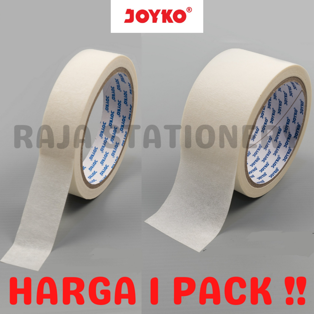 JOYKO MASKING TAPE 24MM 48MM X 20 METER LAKBAN KERTAS JOYKO KUNING 1 INCH 2 INCH [PACK]