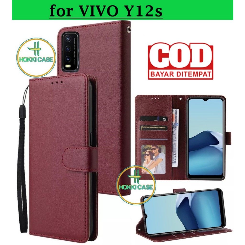 FLIP COVER VIVO Y12S LEATHER CASE FLIP VIVO Y12S