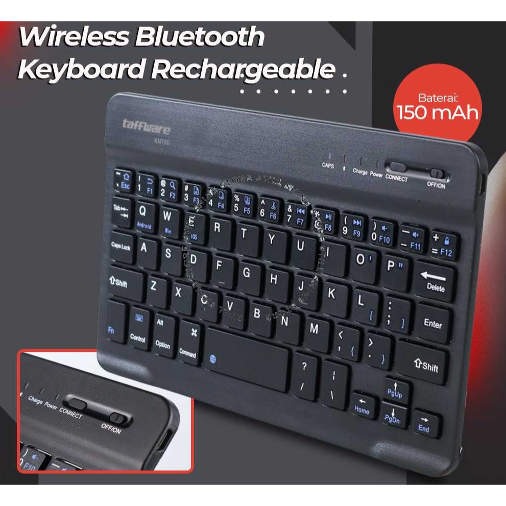 Keyboard Keybord Kebord Keiboard Bluetooth Wireless PC Komputer Portabel High Quality