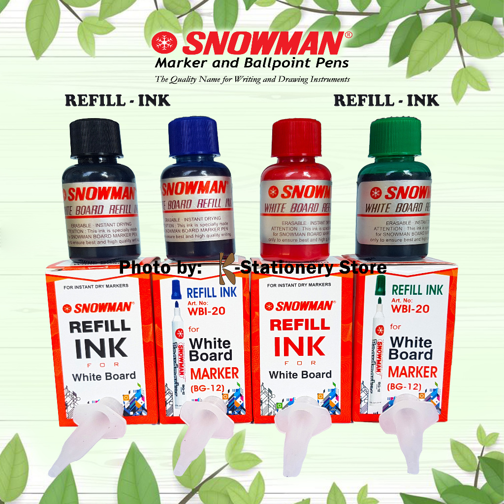 

[Non - Permanent] Tinta Isi Ulang Spidol Papan Tulis Whiteboard Snowman WBI-20 – Original Refill Ink