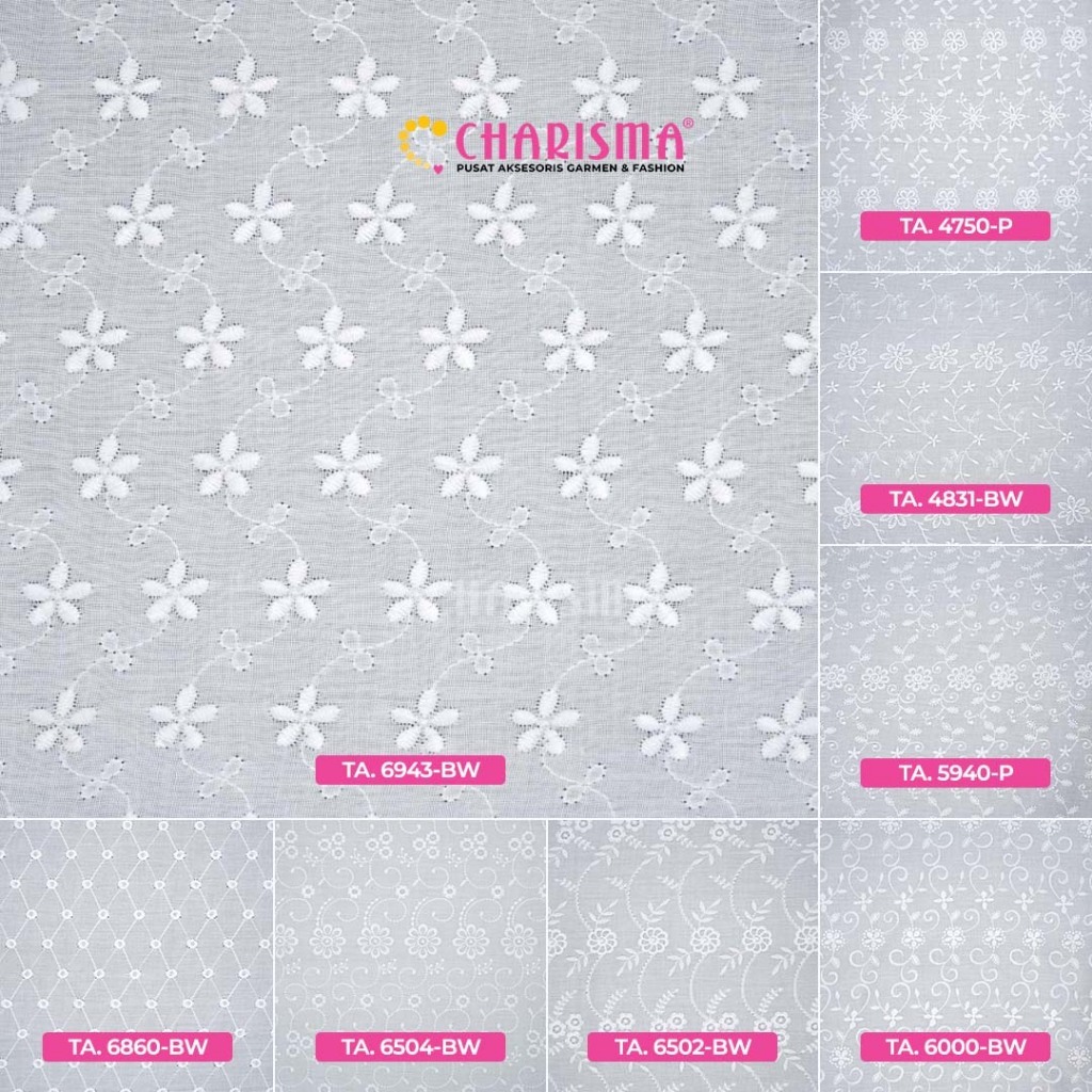 Charisma Kain Allover Tetoron Cotton BW - Kain Meteran / Kain Bordir / Allover TC / Lebar 150CM / Ha