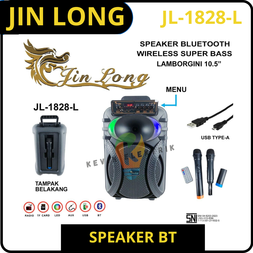 Speaker Jinlong 10,5 Inch 2 Mic Wireless JL1828 Lamborgini