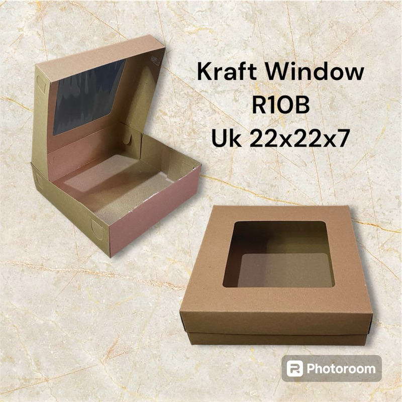 

Box kotak makan kraft Window R10b uk 22x22x7 full laminasi
