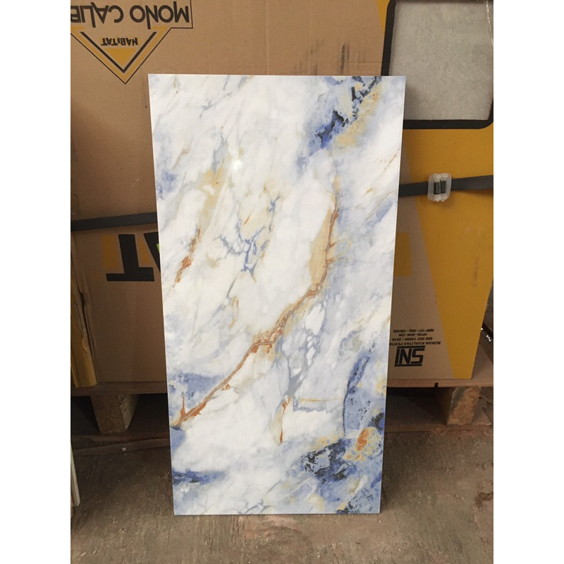 keramik 30x60 marmer motif carara biru dinding dapur toile wc outdoor glossy kilap uno kualitas 1 cu