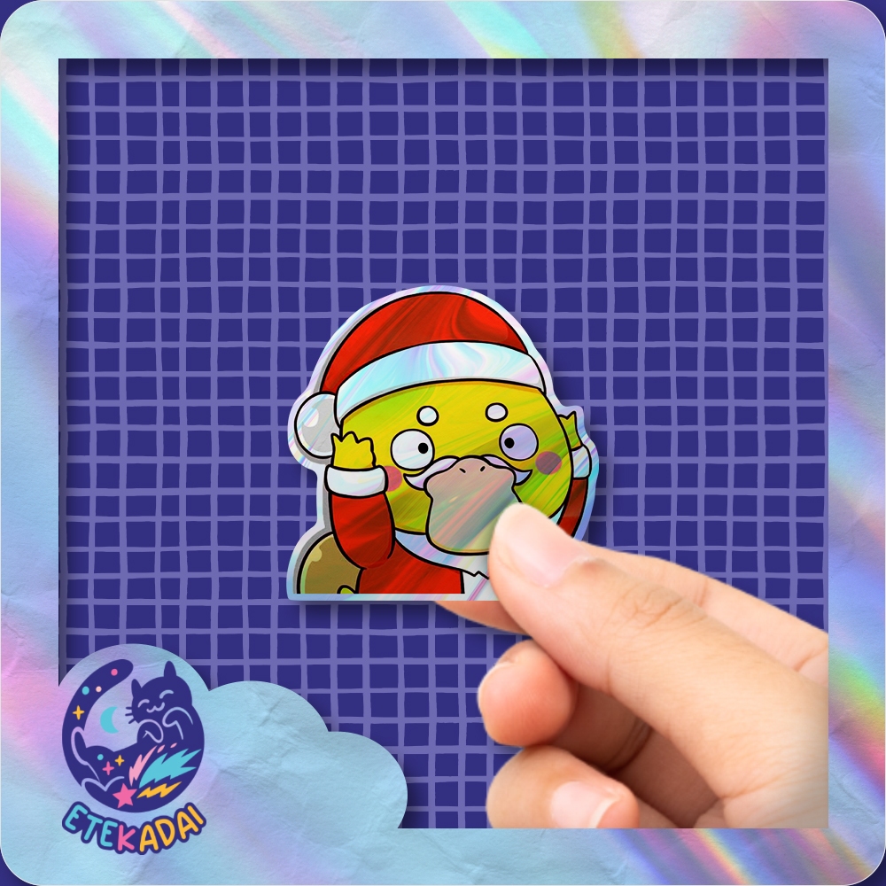

Stiker Hologram Anime Pokemon - Psyduck Santa