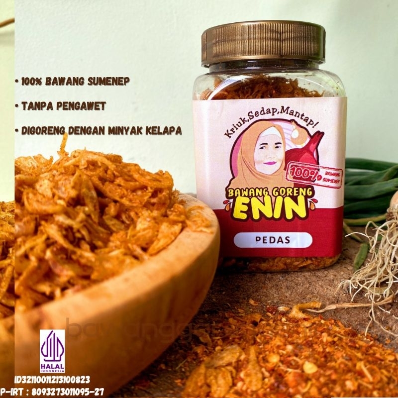 

Bawang Goreng Enin Bawang Goreng Sumenep Premium Rasa Pedas 65gr