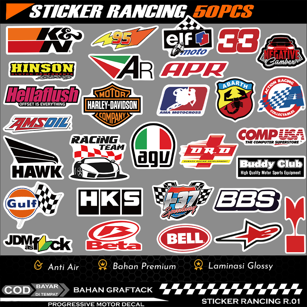 

Hot Merek sepeda motor Stiker Balap mobil logo Stiker Anti Air Stikers Berperekat Waterproof sticker decal buat Motor Helm Buku Journal Koper Casing HP Laptop Botol Minum