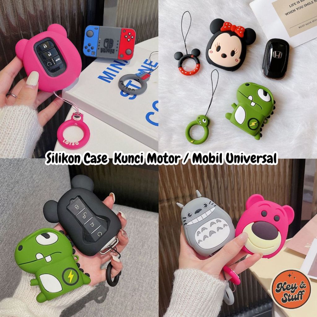 Silikon Gantungan Kunci Mobil Motor/ Cover Kunci Remote Mobil Motor Case Casing Kunci Model Lucu Mot