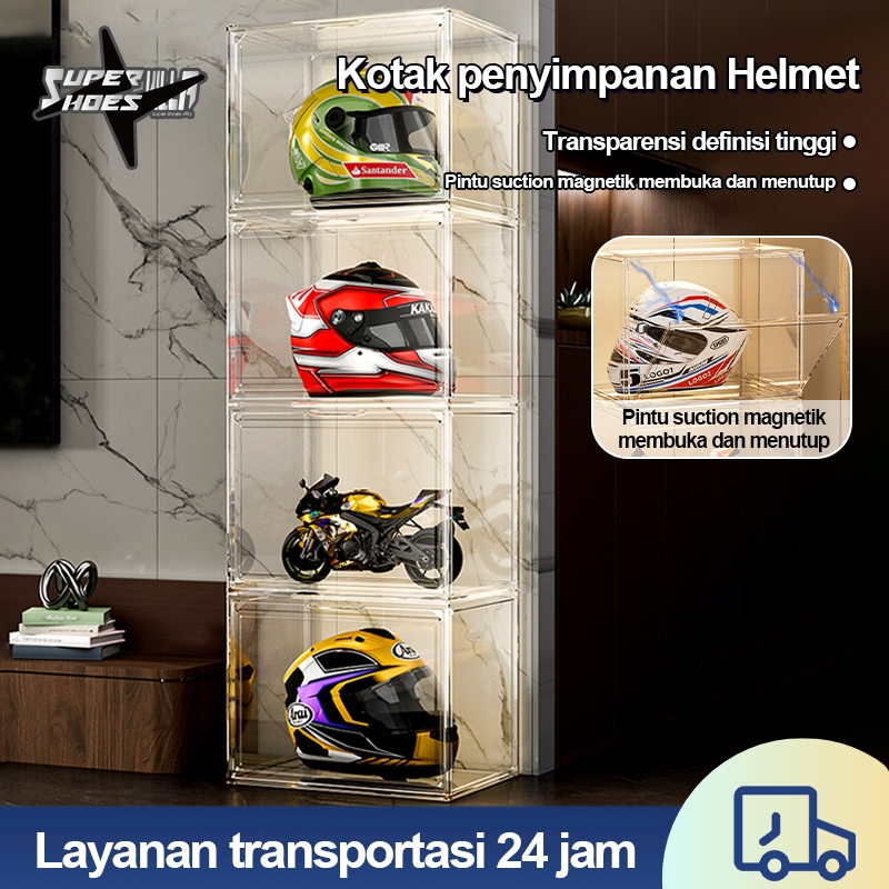 Ukuran Ekstra Besar Kotak Penyimpanan Helm Transparan Akrilik Penyimpanan Tas Tangan Pengatur Penyim