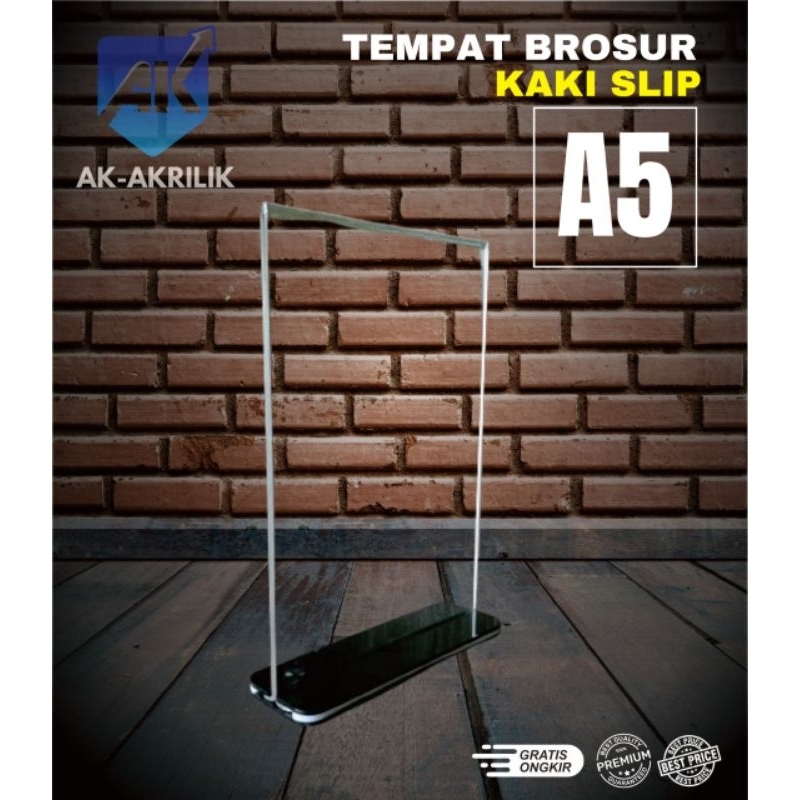 

Tempat Brosur Akrilik Kaki Slip / Stand Akrilik Brosur Ukuran A5/ Kaki Slip/Daya Jepit lebih Kuat