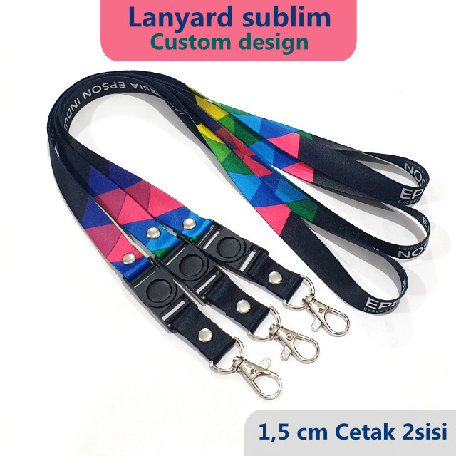 

lanyard custom desain 1,5cm tali idcard sublim kalung id card printing - 2 SISI (min 10)