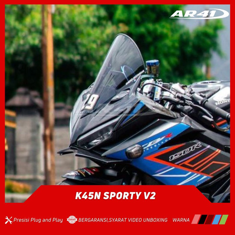 Windshield CBR150R K45N 2019 model terbaru FULL JENONG tinggi. Visor Cbr 150R K45N 2019 SPORTY V2 AR