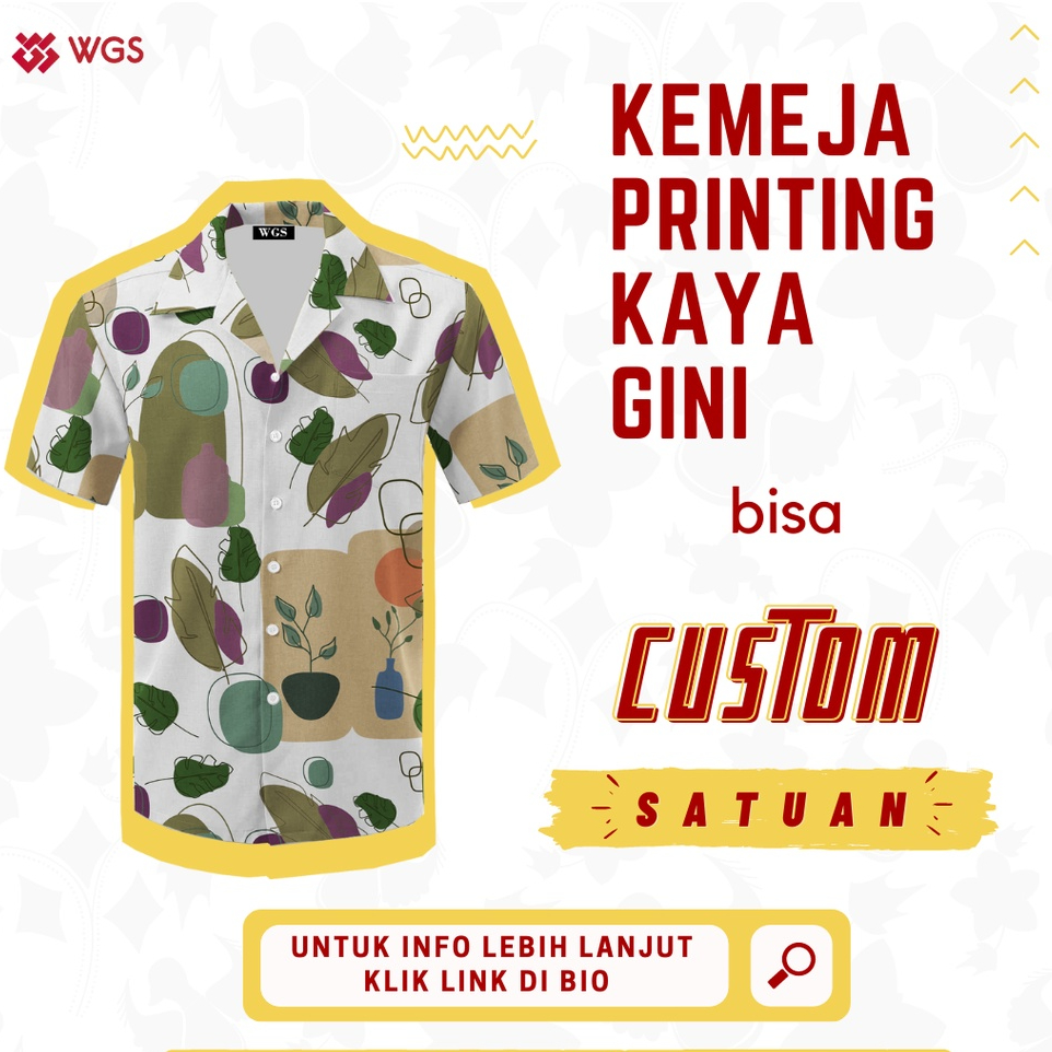 Kemeja Printing Custom - Kemeja Surfing Custom - Bahan  Armani Silk