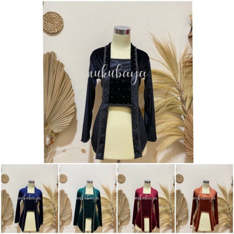 Kebaya Kutubaru Bludru-Payet Mutiara Model Arsha