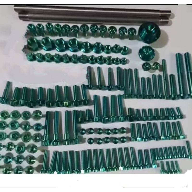 BAUT TITANIUM SET BAUT TITANIUM NINJA R SS KR150 VICTOR SET 1 UNIT MOTOR mesin baut untuk Breket mes