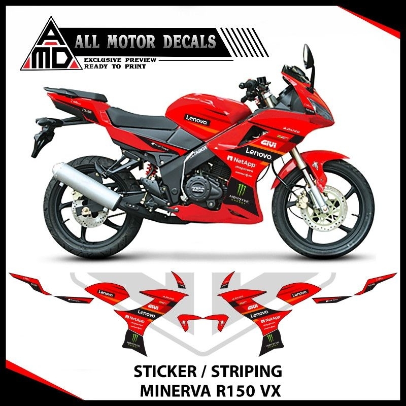 Striping Minerva R150 VX / Decal Sticker Minerva Sachs R 150 Vx / Stiker Aksesoris Motor Minerva