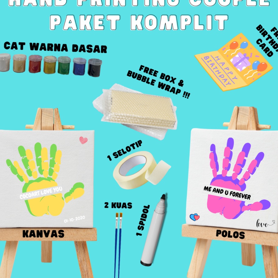

MURAH BERKULITAS DIY Handprint Painting Kit l Hand Painting Kit Couple Valentine Edition
