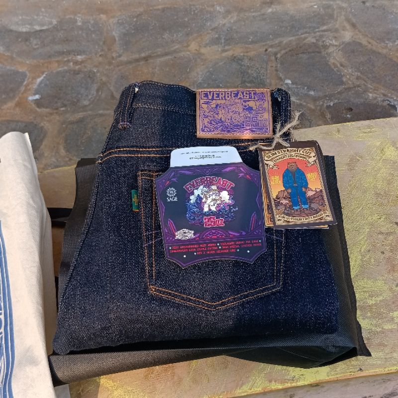 Sage Everbeast 25oz Unsanforized Extra Deep Indigo Selvedge Denim RedxSilver Selvedge Line