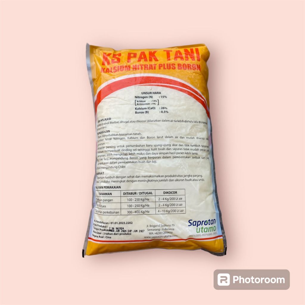 Pupuk Ks Pak Tani Kemasan 1 Kg Kalsium Nitrat Plus Boron