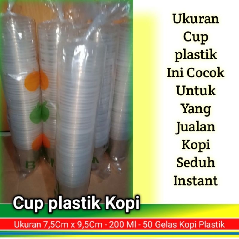 CUP PLASTIK Bening | Cangkir Cup Kopi seduh | Cup Kopi Instant 50 Pcs