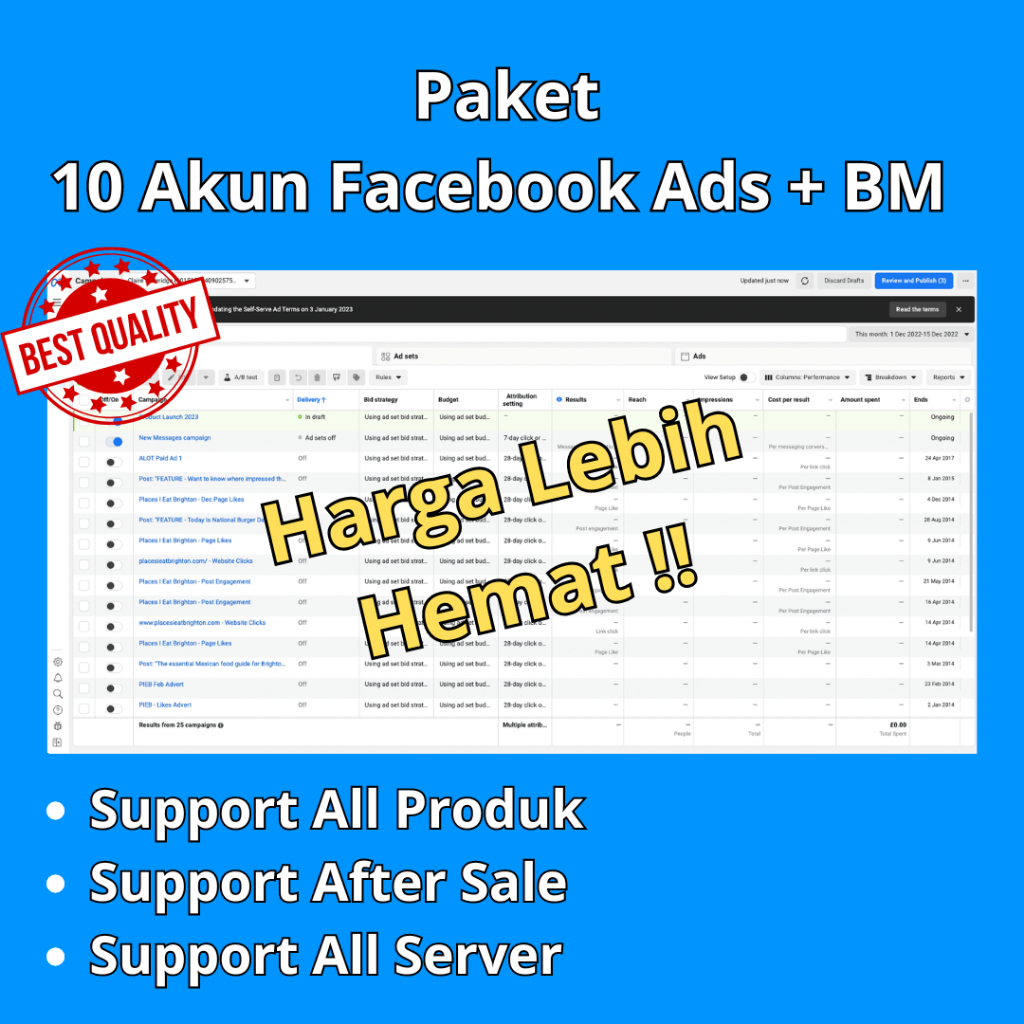 PAKET 10 Akun facebook Ads personal Business Manager + BM (siap pakai) GARANSI